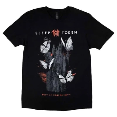 Afbeelding van Rock Off officially licensed products Sleep Token vlinder logo T shirt, zwart.