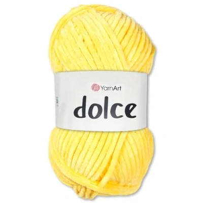 Afbeelding van Frida&#039;s Wollhaus YarnArt Dolce Chenille breiwol, haak en amigurumi garen, 100 g, 64 kleuren, 761 zonnegeel