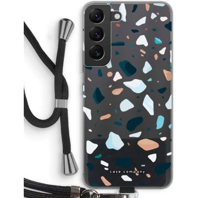 Afbeelding van Case Company® hoesje met Koord geschikt voor Samsung Galaxy S22 Terrazzo N13 Telefoonhoesje Zwart Bescherming aan alle Kanten en Over de Schermrand
