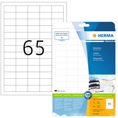 Afbeelding van Etiket HERMA 8629 38.1x21.2mm premium wit 650stuks