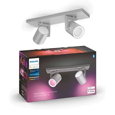 Afbeelding van Philips Hue White &amp; Color Ambiance Argenta Set van 2 dimbare aluminium spots x 230 lm 16 miljoen kleuren via app bestuurbaar compatibel met Amazon Alexa (Echo, Echo