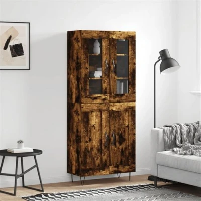 Afbeelding van vidaXL Hoge kast 69,5x34x180 cm bewerkt hout gerookt eikenkleurig