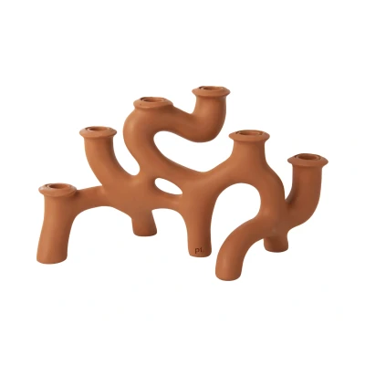 Afbeelding van Present Time Kandelaar Swirls Oranje 20x14,5x35cm Scandinavisch,Modern