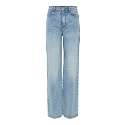 Afbeelding van Pieces Pcselma WIDE Flared Jeans, Dames, Maat: 25x30, Light blue denim