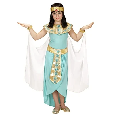 Afbeelding van Widmann 49436? Kinderkostuum Egyptische koningin, jurk, riem, armbanden, hoofdband en cape, turquoise