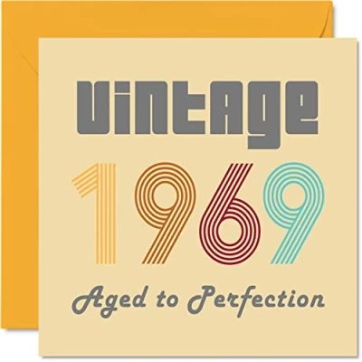 Afbeelding van verjaardagskaart voor mannen en vrouwen, vintage 1969 Aged To Perfection jou 145 mm x mama papa, opa oma Nounou