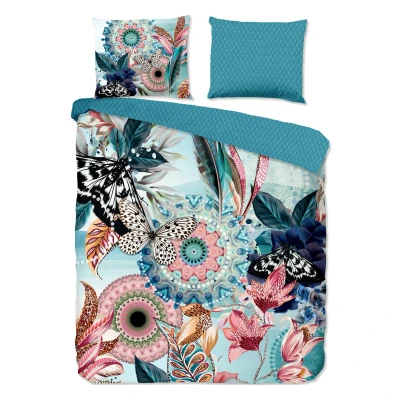 Afbeelding van HIP Dekbedovertrek &quot;mandala&#039;s en bloemen&quot; Aqua (200x200/220 cm) Katoen Satijn