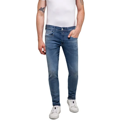Afbeelding van Replay Jeans Heren Broek 5 pocket model lichtblauw effen