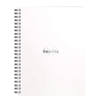 Afbeelding van Rhodia 193461C notitieboek, DIN A5 (160 x 210 mm), dubbele spiraal, gelinieerd, 80 g, vellen, micro geperforeerd, 1 stuk, wit