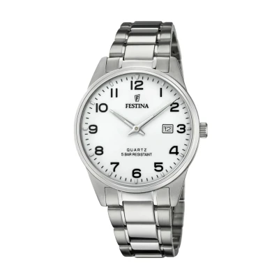 Afbeelding van Festina Acero Clasico Horloge, Heren, Maat: One Size, White
