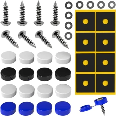 Afbeelding van GENMAG® Klinknagelplaat set met schroeven en klinknagelafdekking houder voor kentekenplaat auto kentekenplaathouder motorfiets, auto, aanhanger