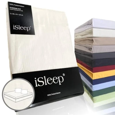 Afbeelding van iSleep Perkal Kussenslopen (2 stuks) 100% Katoen 60x70 cm Licht Beige