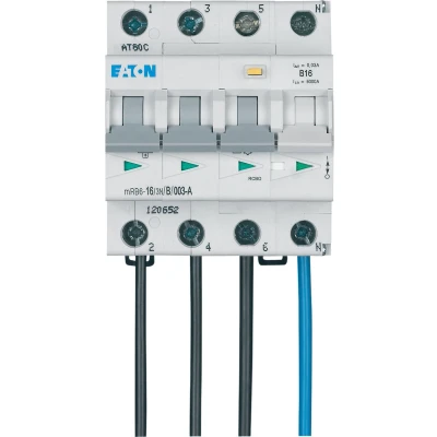 Afbeelding van Eaton aardlekautomaat 3 polignul 16 ampere B karakteristiek 30mA MRB6 3N 003 A FL