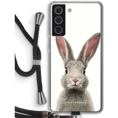 Afbeelding van Case Company® hoesje met Koord geschikt voor Samsung Galaxy S21 FE Daisy Telefoonhoesje Zwart Bescherming aan alle Kanten en Over de Schermrand