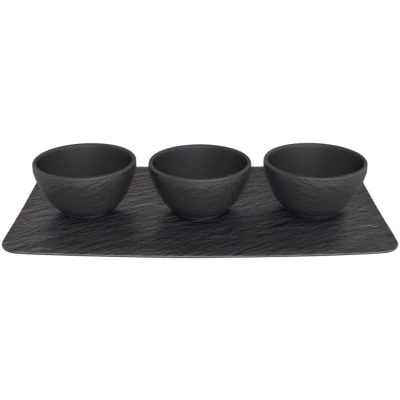 Afbeelding van Villeroy &amp; Boch Dipschaaltjes Set Manufacture Rock Zwart 4 Delig