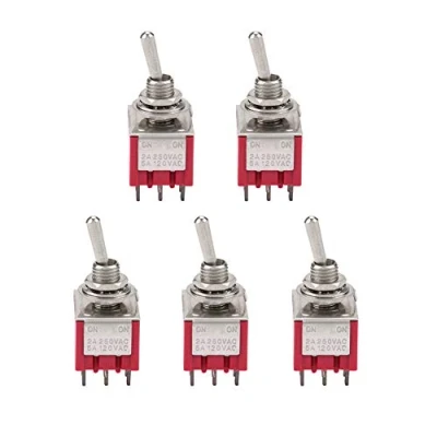 Afbeelding van 5 stuks tuimelschakelaar, 2 posities ON/ON DPDT 6 mm, mini geschikt voor auto&#039;s, huishoudelijke apparaten, industriële bediening AC A/120 V, A/250 V