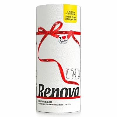 Afbeelding van Renova Rode label keukenrol wit 1 witte rol drievoudig &amp; extra hoog = 3 standaard rollen