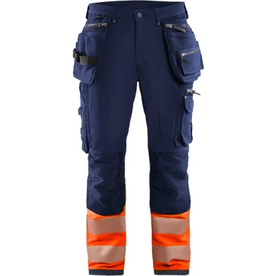 Afbeelding van Blaklader High Vis 4 weg stretch werkbroek 1993 1642 Marineblauw/Oranje D116