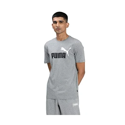 Afbeelding van PUMA Ess T shirt voor heren, wit (Puma White), maat 2XL (fabrikantmaat: XXL), Middelgrijs gemêleerd