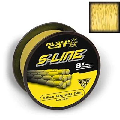 Afbeelding van Black Cat Gevlochten Lijn S Line Braided Yellow Maat : 0.38mm 40 kilo 250m