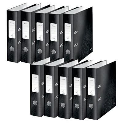Afbeelding van Ordner Leitz Wow 180 gelamineerd 80mm A4 zwart 10 stuks