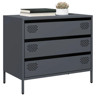Afbeelding van Dressoir 68x39x58,5 cm koudgewalst staal antracietkleurig