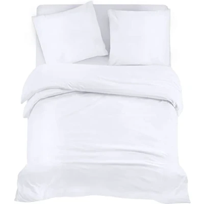 Afbeelding van Utopia Bedding Beddengoedset, geborsteld microvezel polyester, dekbedovertrek (200 x 200 cm), hoeslaken (140 cm) met kussenslopen (80 80 wit