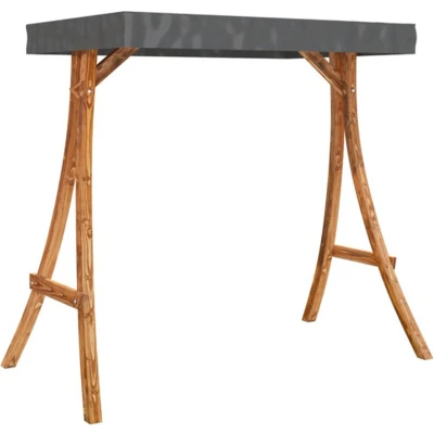 Afbeelding van Schommelframe met antracietkleur dak gebogen hout teakafwerking
