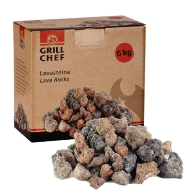 Afbeelding van Lavastenen, 6 kg, navulverpakking voor gasbarbecue van lavasteen, geschikt gasgrill, oven, lavabarbecue en elektrische grill, natuursteen, herbruikbaar als accessoire