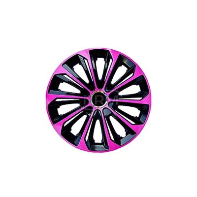 Afbeelding van NRM wieldoppen 14&quot; zwart met roze set van 4 stuks ABS / Duurzaam Resistant