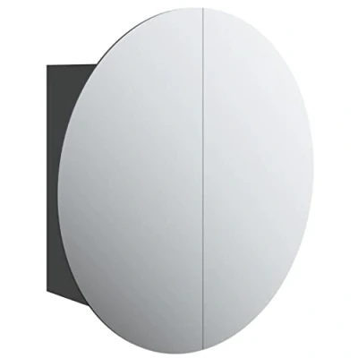 Image de vidaXL Armoire de salle bain miroir rond et LED Noir 40x40x17,5 cm345580