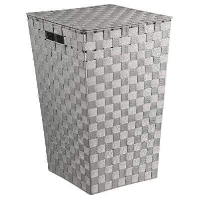 Afbeelding van 5Five Wasmand gevlochten Rotan grijs 57 liter 33 x 53 cm met deksel