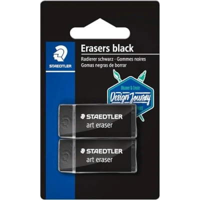 Afbeelding van STAEDTLER Eraser 526B3BK2 C Art gum (lage kruimelvorming, met schuifhuls, geen verkleuring op papier, blisterkaart 2 gummen)
