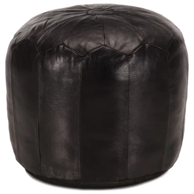 Afbeelding van Poef 40x35 cm echt geitenleer zwart