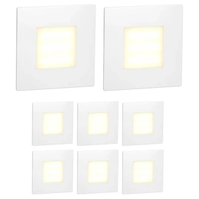 Afbeelding van ledscom.de 8 x FEX LED trapverlichting / wandinbouwlampen voor binnen en buiten, vierkant, 85 mm, warm wit