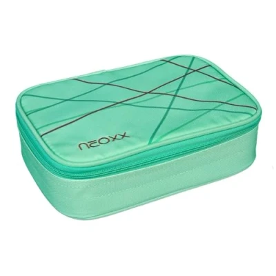 Afbeelding van neoxx XXL pennenetui voor meisjes en jongens, groot etui met scheidingsvak, schoolopslag, mint