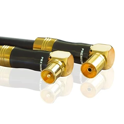 Afbeelding van PremiumX Gold Line 2 m antennekabel hoogwaardige coaxkabel van koper met zachte 90 IEC stekkers, 135 dB, compatibel tv 4K UHD