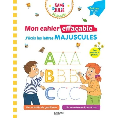 Image de Sami et Julie Maternelle Mon cahier effaçable J&#039;écris les lettres majuscules (3 6 ans)
