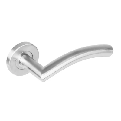 Afbeelding van Intersteel Deurklink RVS Lisa 90 op geveerde stalen rozet met nokken Ø53x8 mm