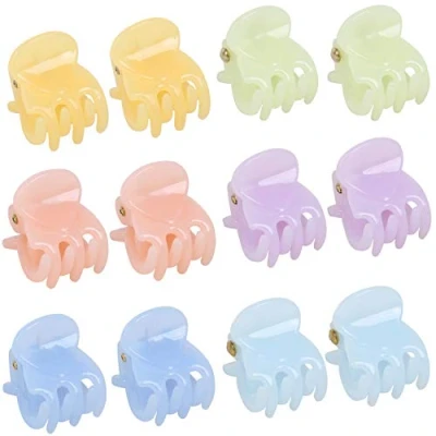 Afbeelding van TRIXES Set van 12 haarspelden, miniatuurstijl, pincet, 6 verschillende pastelkleuren