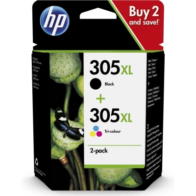 Afbeelding van HP 305XL (6ZA94AE) Inktcartridge Zwart + 3 kleuren Voordeelbundel Hoge capaciteit