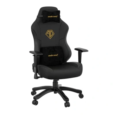 Afbeelding van Andaseat Phantom 3 pro gaming stoel chair gamestoel ergonomische bureaustoel volwassenen nek en rug steun verstelbaar comfort kras vlek bestendig extra sterk stalen frame constructie hoogwaardige schuimvulling zwart/goud