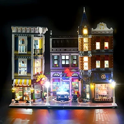 Afbeelding van GEAMENT Lichtset voor montage plein (montage vierkant) led verlichtingsset compatibel met Creator Expert 10255 (blokmodel niet inbegrepen)