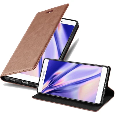 Afbeelding van Cadorabo Hoesje geschikt voor Huawei P8 in CAPPUCCINO BRUIN Beschermhoes met magnetische sluiting, standfunctie en kaartvakje Book Case Cover Etui