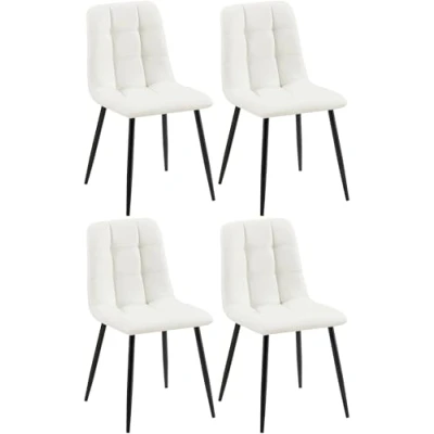 Afbeelding van CLP Antibes Set van 4 Eetkamerstoelen Zonder armleuning Metaal frame Kunstleer wit