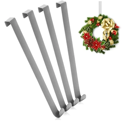 Afbeelding van COM FOUR® 4 x deurhaken van roestvrij staal 26 cm haken voor deurkransen en decoratie kleerhanger woningdeuren buiten kledinghaken om op te hangen
