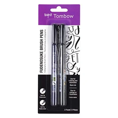 Afbeelding van Tombow 62038 Fudenosuke penborstel met zachte en harde punt, zwart, 2 stuks