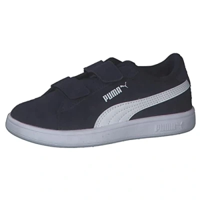 Afbeelding van Puma Smash Sneakers laag voor kinderen, Maat: 34.5, Navy/white Leer en textiel