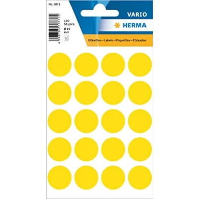 Image de 100 Etiquettes rondes 19mm Herma jaune