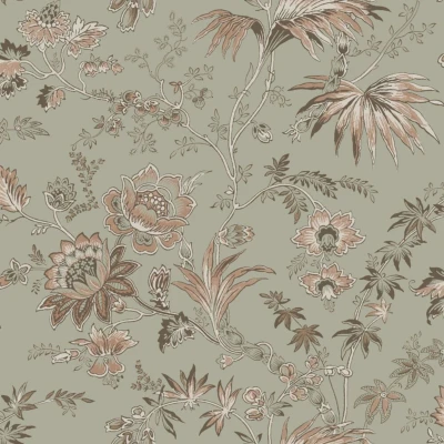 Afbeelding van ESTAhome behang vintage bloemen vergrijsd mintgroen en zacht roze 139297 53 cm x 10,05 m
